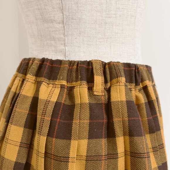 y2k mustard yellow plaid lace trim skort with pleats - Picture 6 of 7